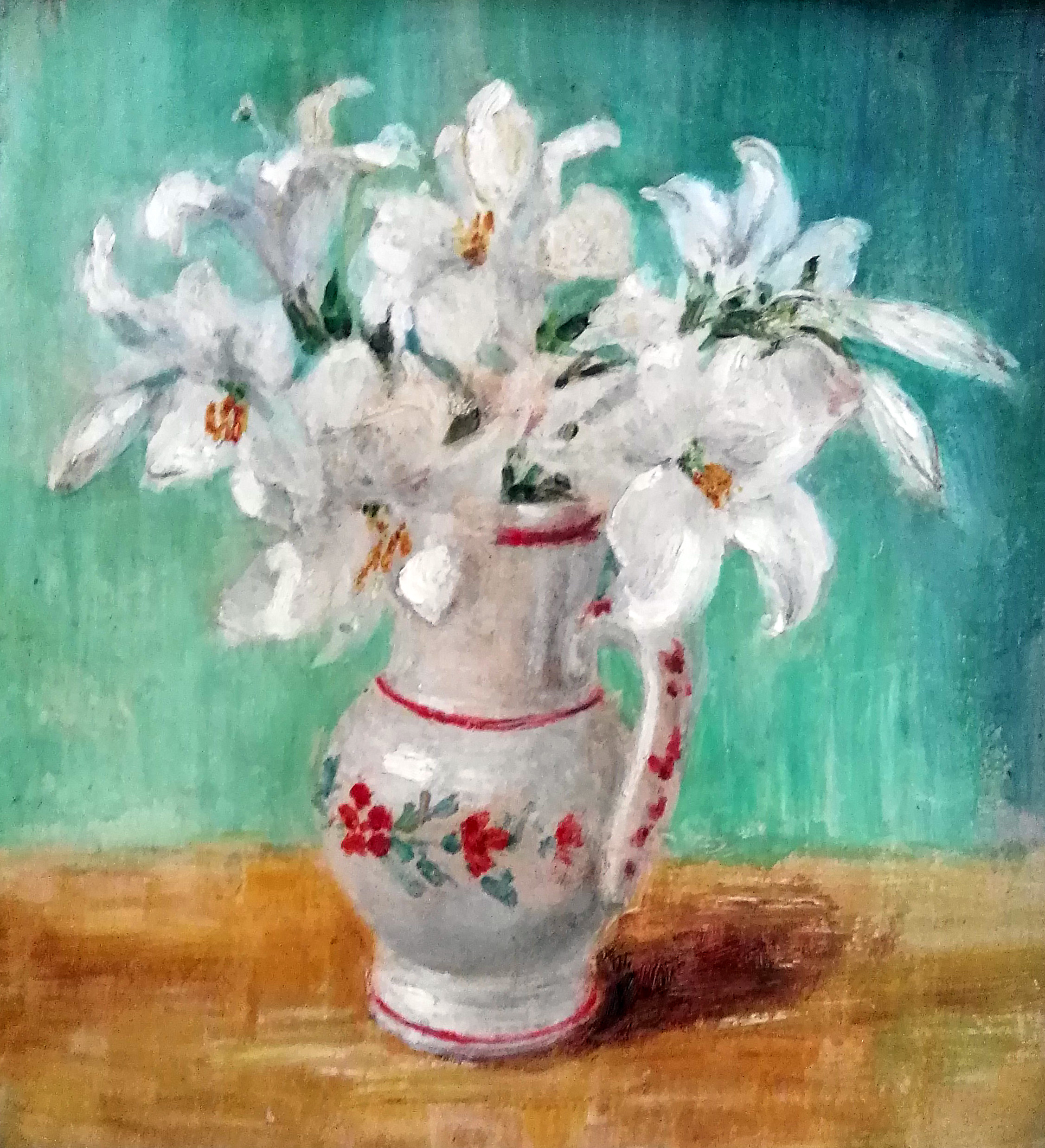 Lilien im Tonkrug